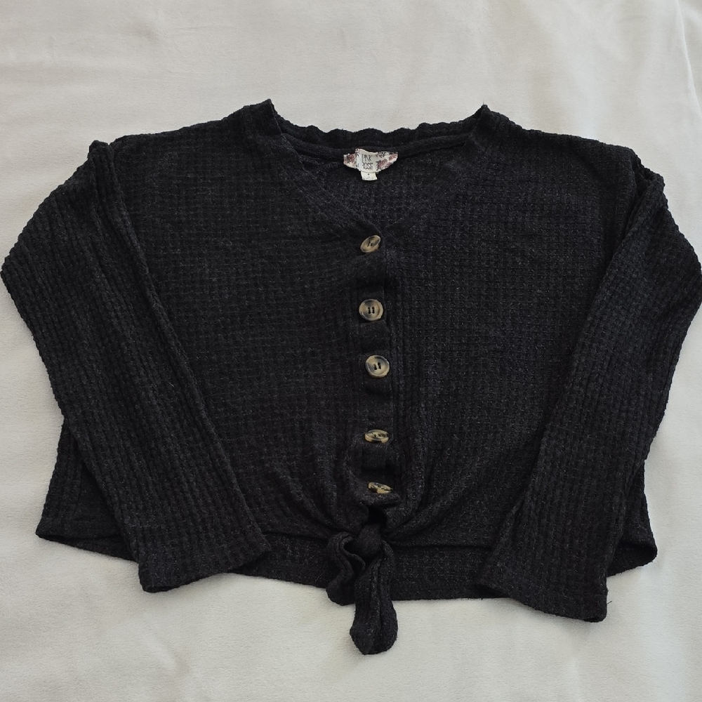 Pink Rose Waffle Knit Button Down